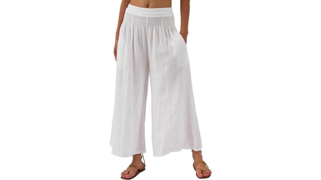 cotton gauze wide leg pants