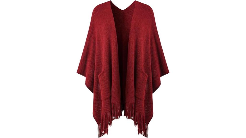 cozy pocket fringe poncho