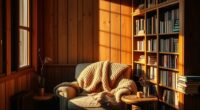 cozy wood toned reading nook