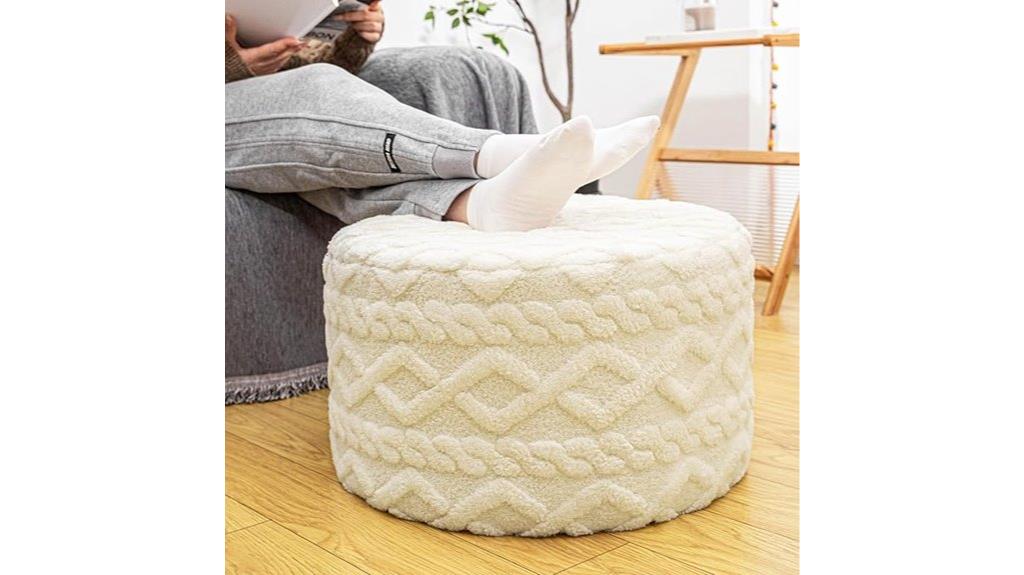 cream foam filled ottoman