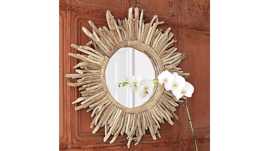 driftwood sunburst wall mirror