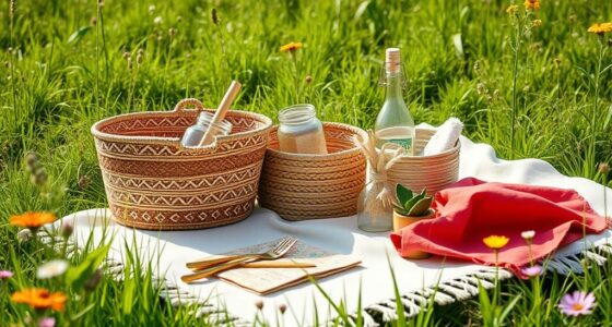 eco friendly boho picnic setup