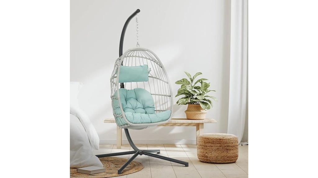egg shaped wicker swing