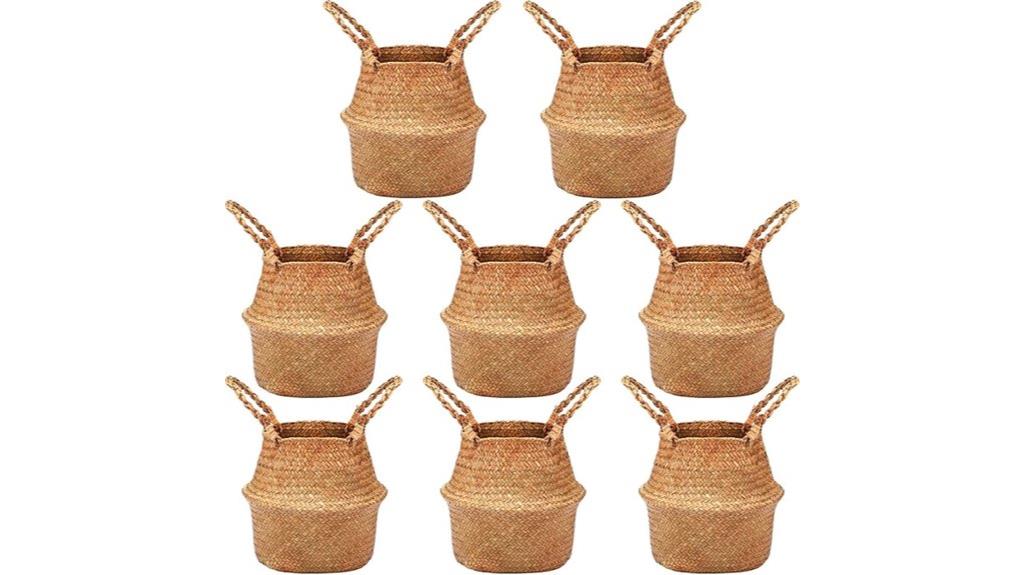 eight seagrass baskets