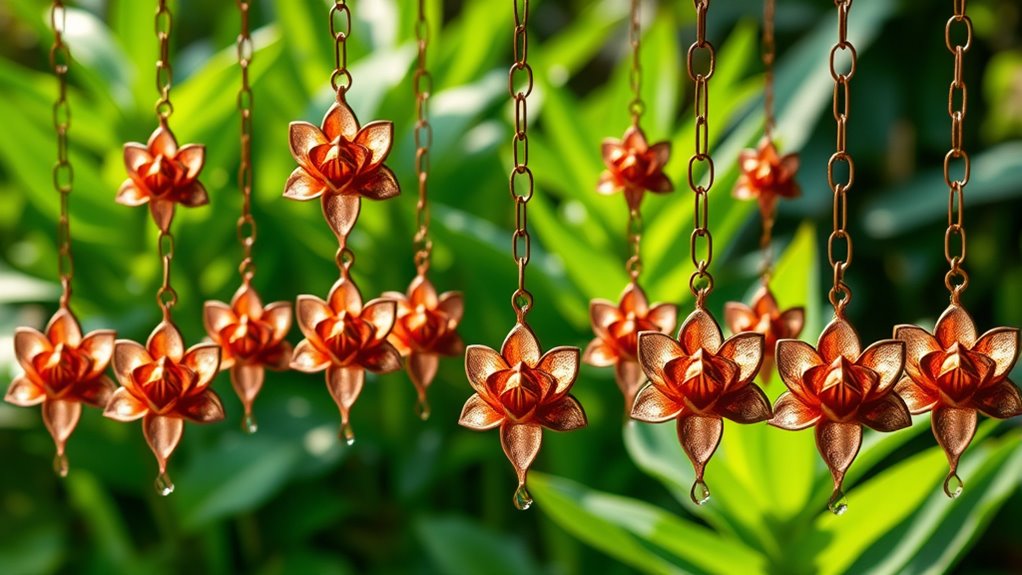elegant copper lotus rain chains