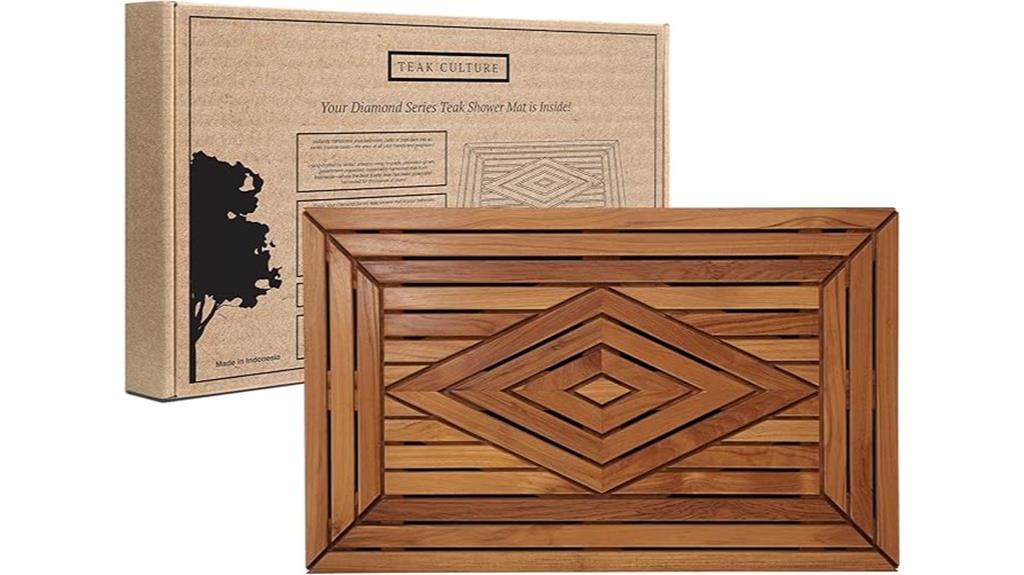 elegant teak shower mat