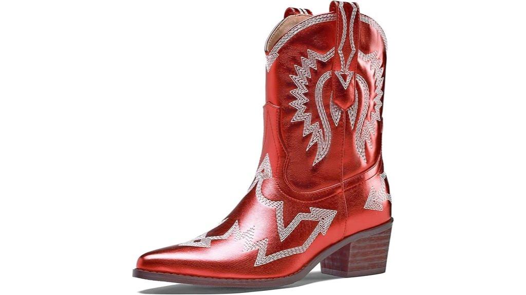 embossed metallic embroidered boots