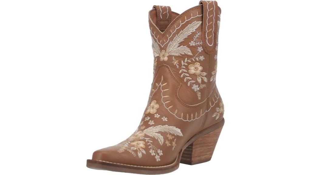 embroidered floral casual boots