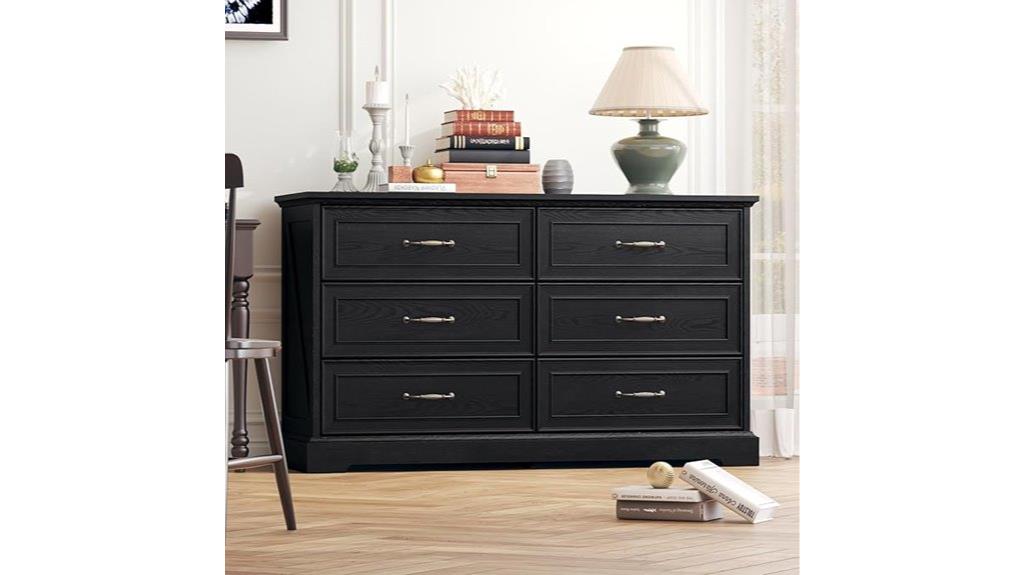 farmhouse 6 drawer wooden dresser