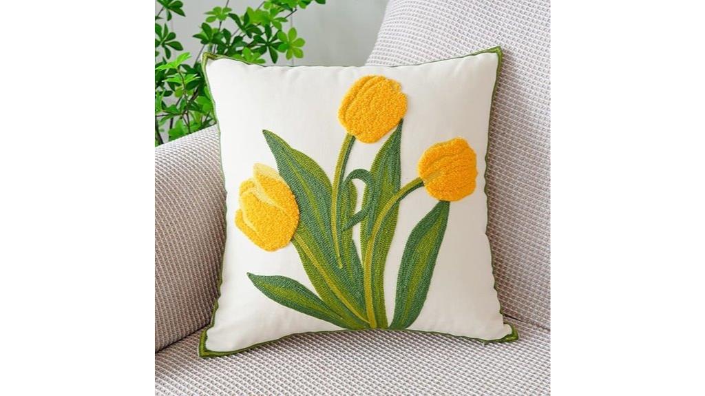 farmhouse tulip cotton pillow