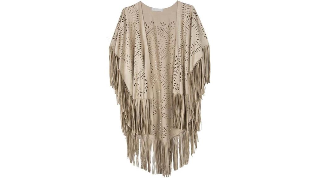 faux suede fringed kimono