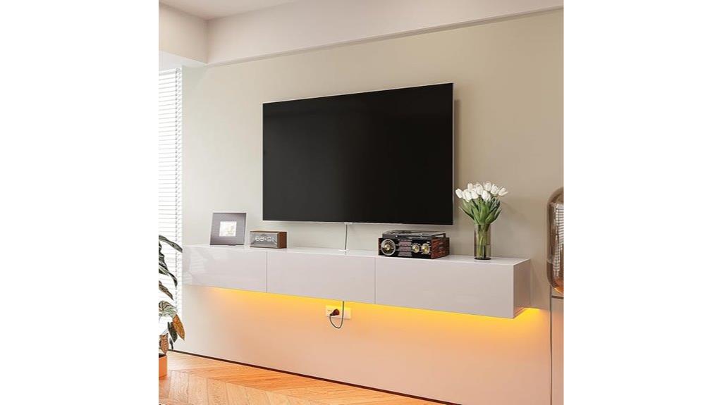 floating tv stand with doors