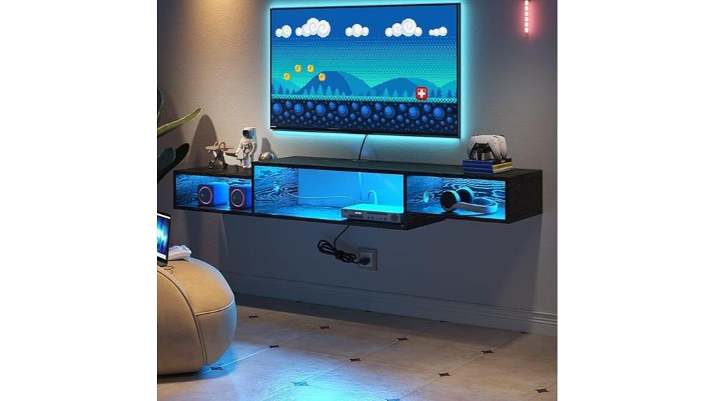 floating tv stand with led