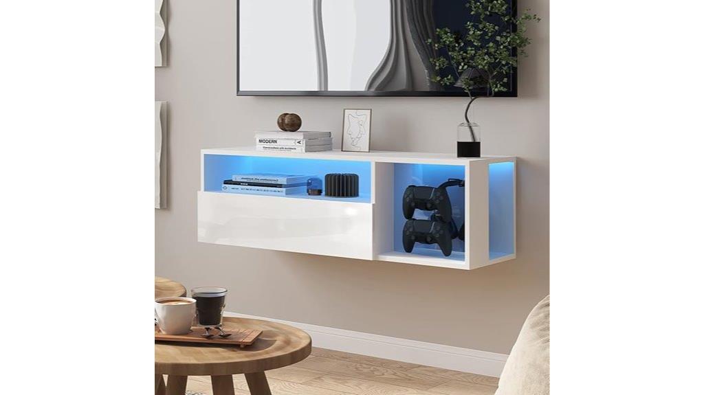 floating tv stand with lights