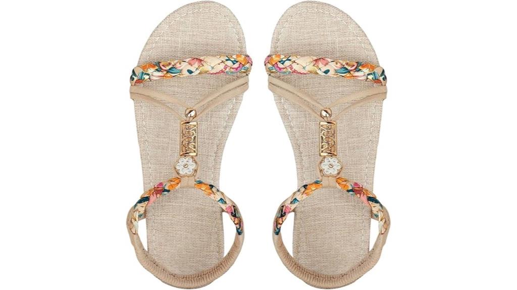 floral braided flat sandals