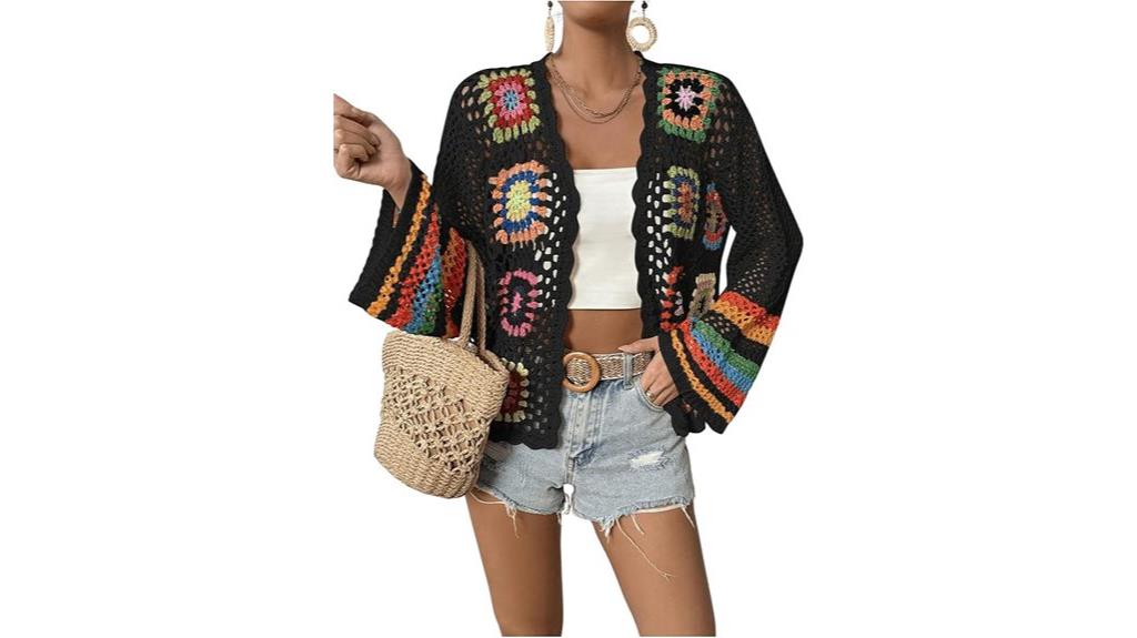floral crochet cardigan for women