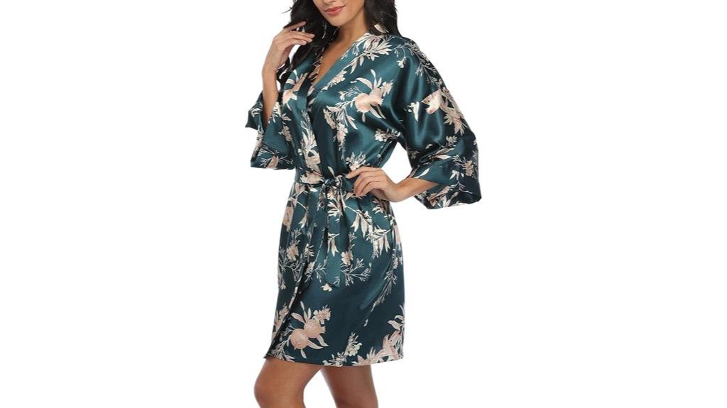 floral satin kimono robe