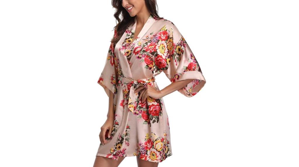 floral satin robes for women