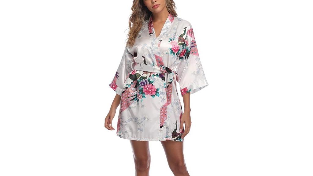 floral satin short robe