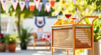 folding rattan bar cart