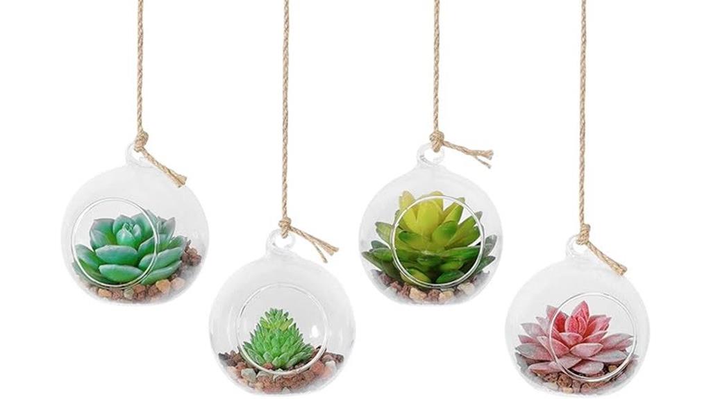four pack glass globe planters