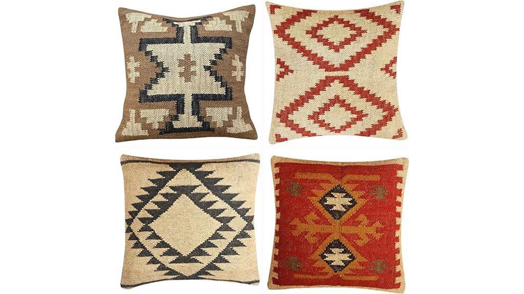 four wool jute cushions