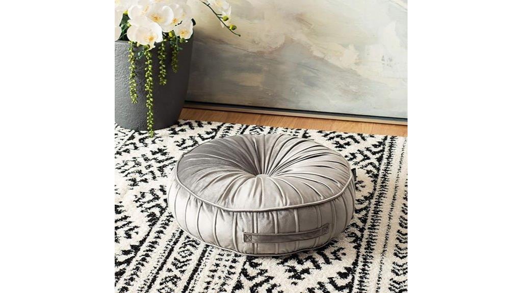 glam light grey floor pillow