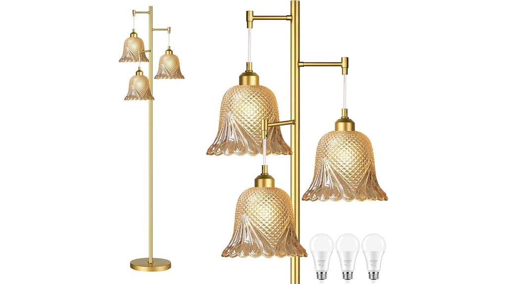 gold glass flower shade