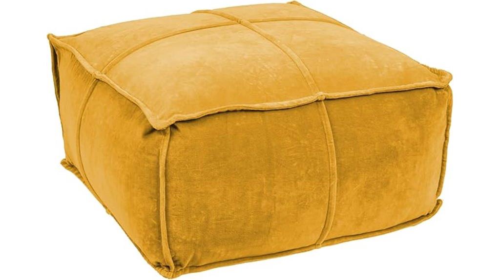 goldenrod velvet pouf seat