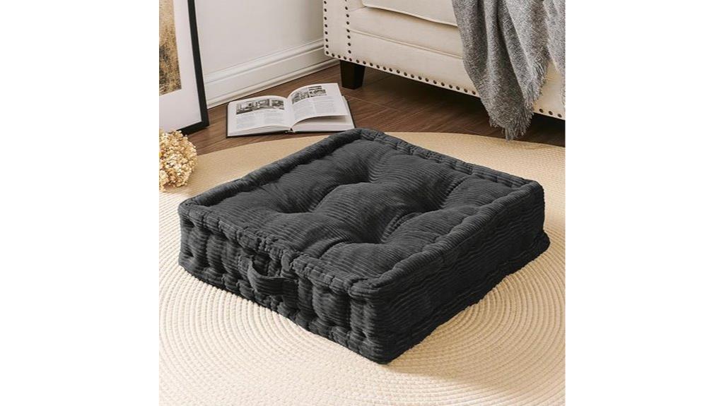 gray square floor pillows