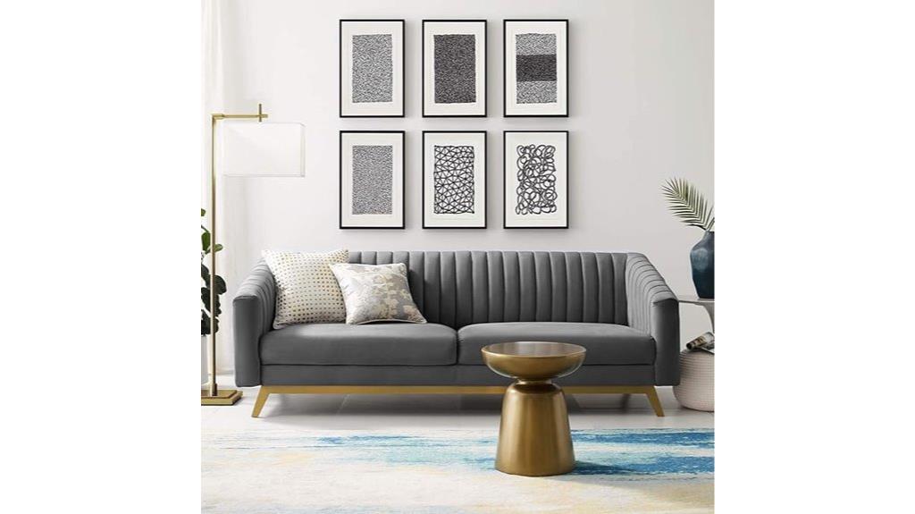 gray velvet loveseat