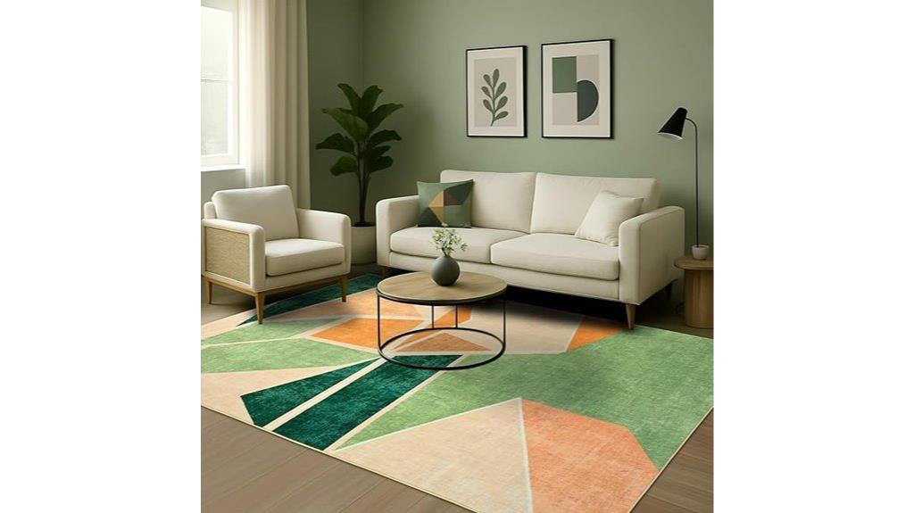 green 8x10 geometric rug