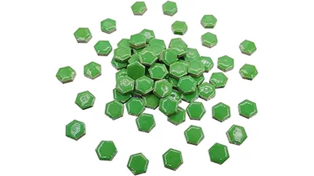 green hexagon mosaic tiles