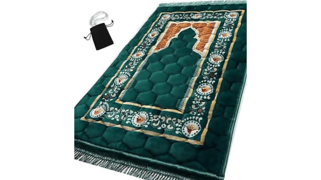 green soft beaded prayer rug
