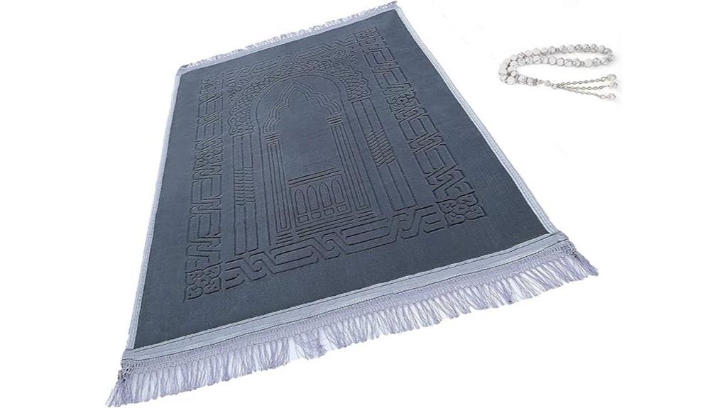 grey padded prayer rug