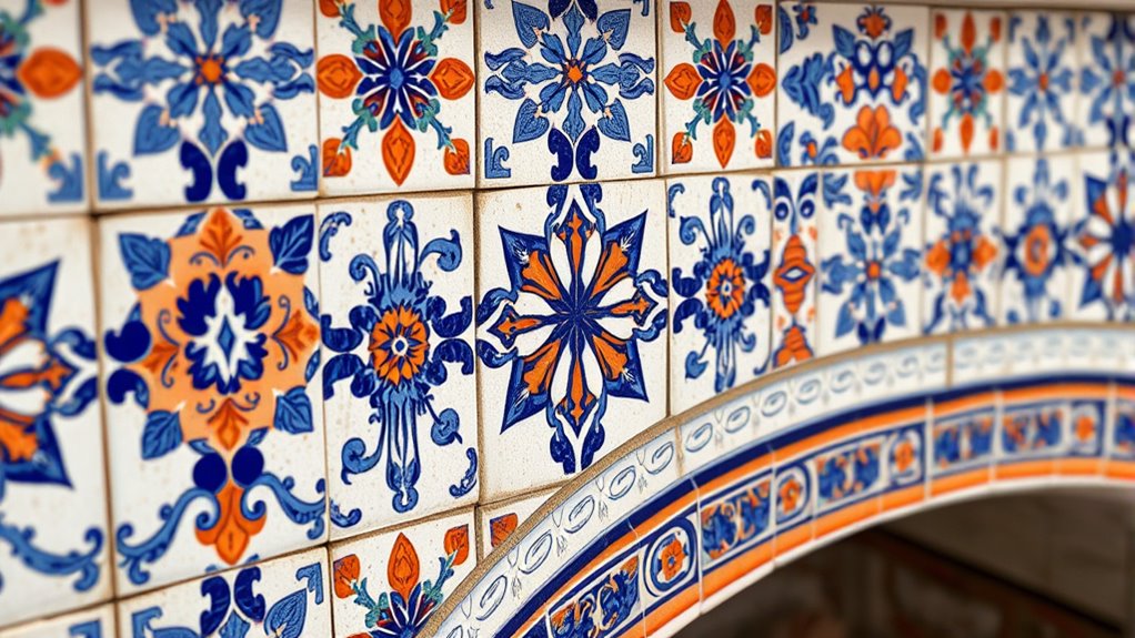 handcrafted tile fireplace accents