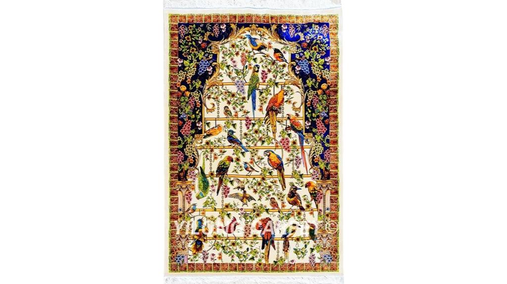 handmade beige silk rug