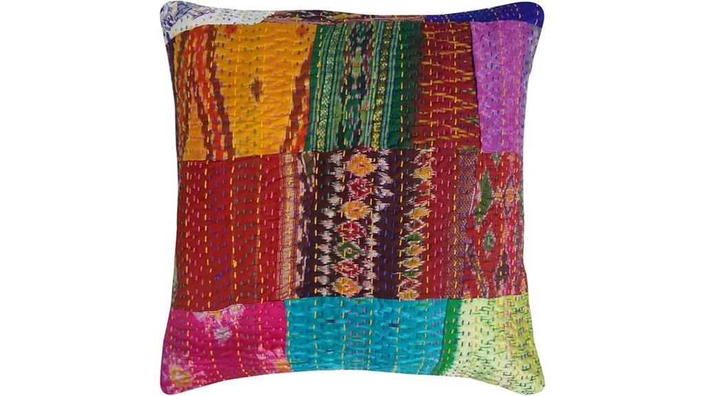 handmade kantha cushion cover