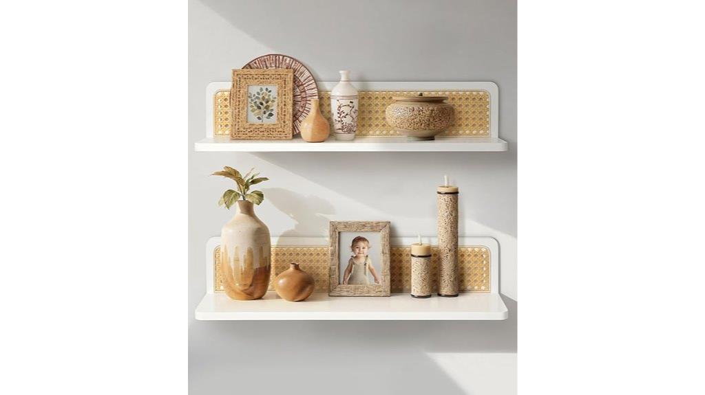 handmade rattan wall shelves