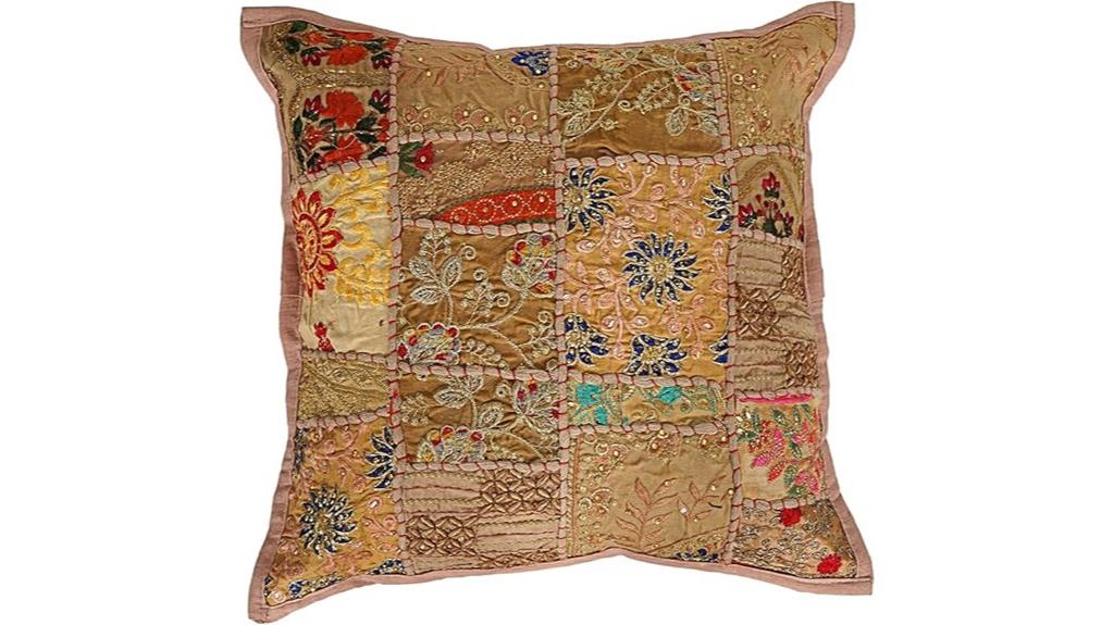 handmade sari patch cushion