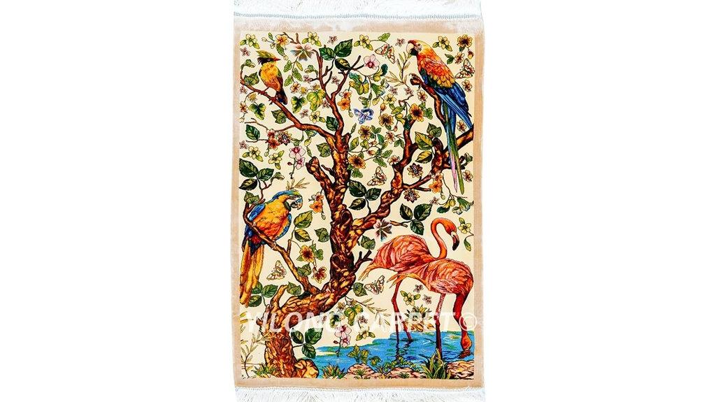handmade silk floral rug