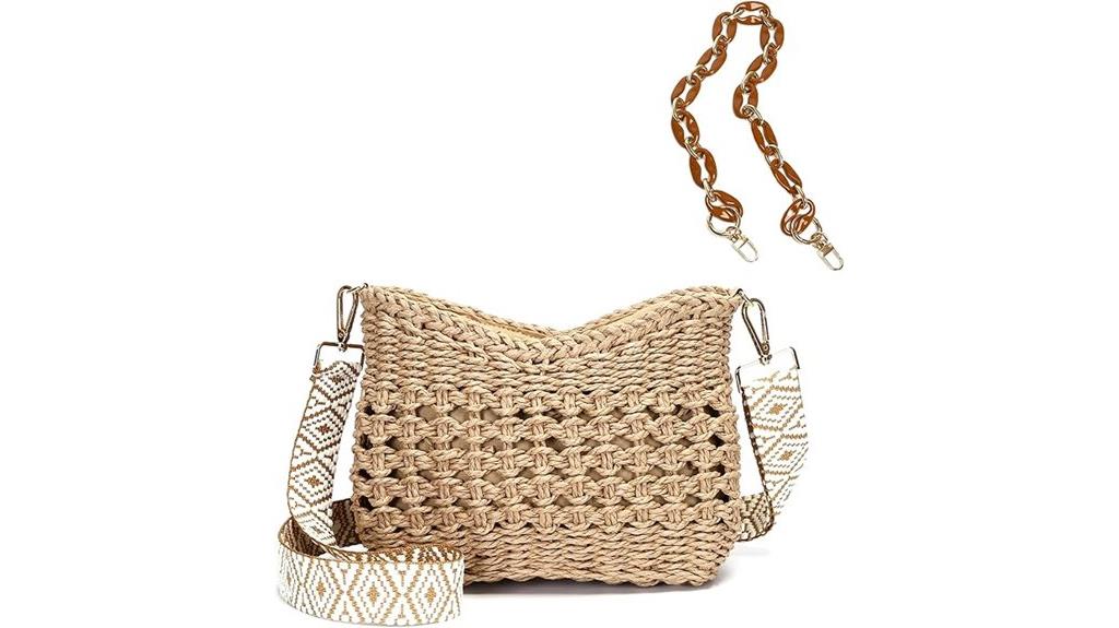 handmade straw crossbody bag