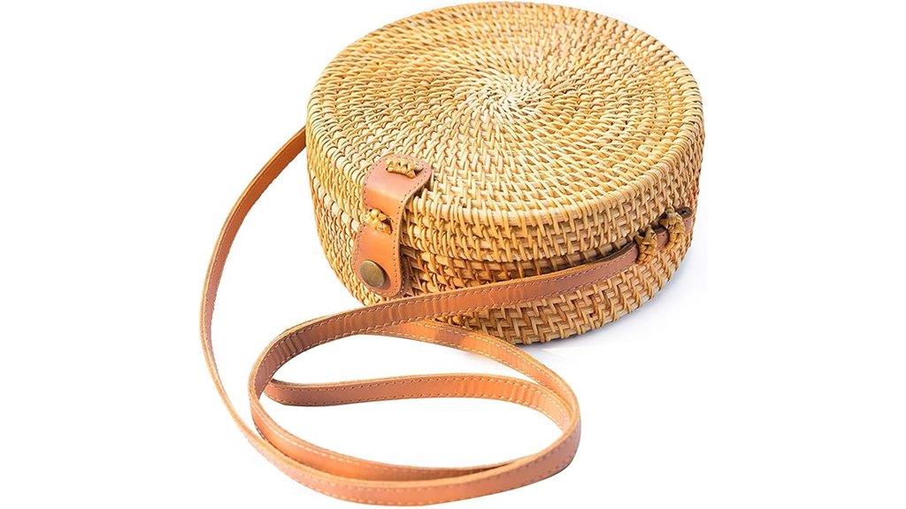 handwoven rattan round bag