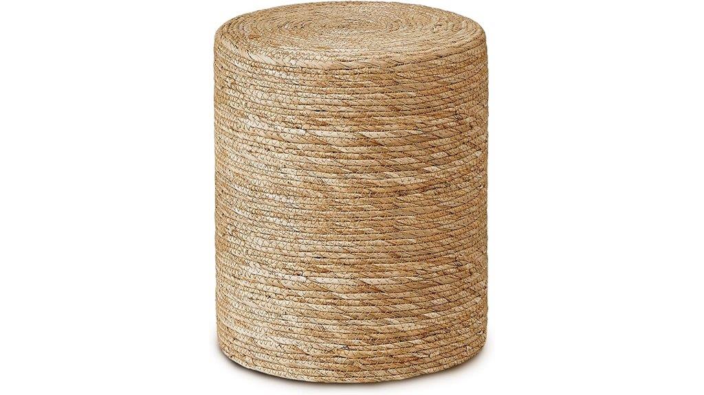 handwoven seagrass ottoman pouf