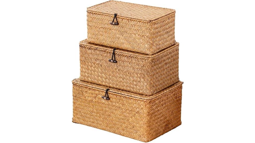 handwoven seagrass storage bins