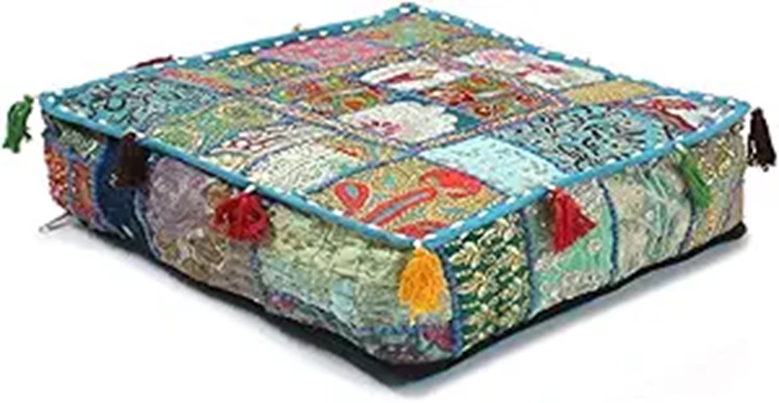 indian bohemian light blue pillow
