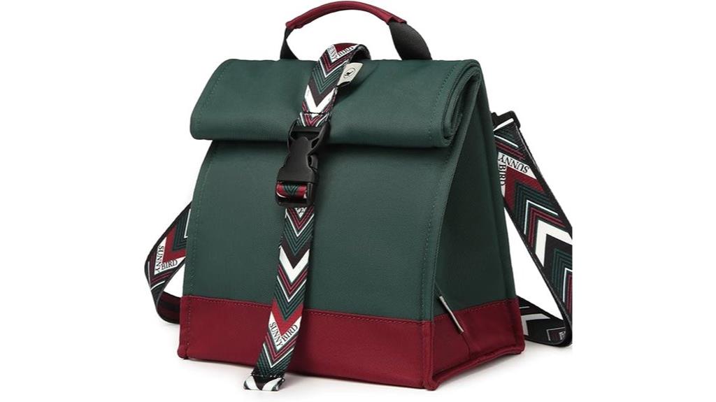 insulated rolltop tote bag
