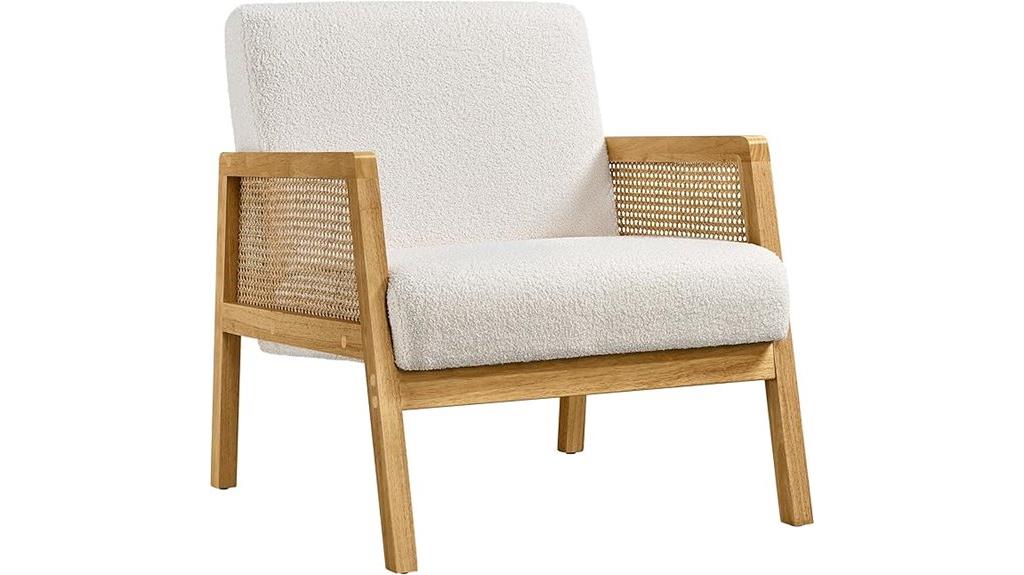 ivory boucle rattan chair