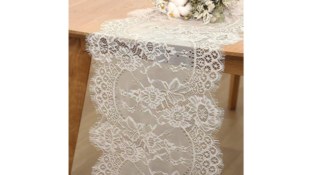 ivory embroidered lace runners