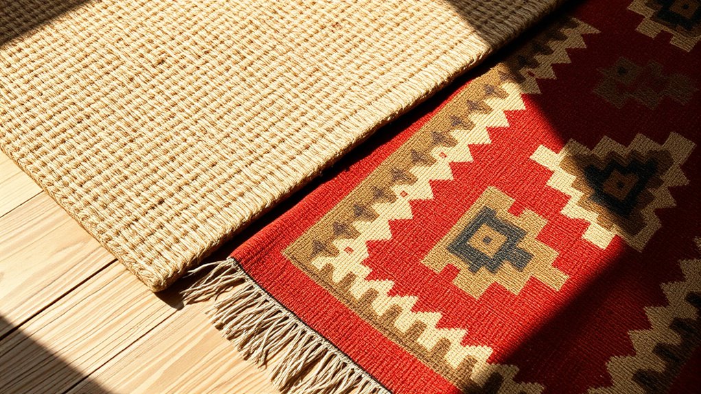 jute and kilim layering
